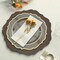 BROWN 6 Round 13" Rustic Wooden Acrylic CHARGER PLATES Scallop Rim